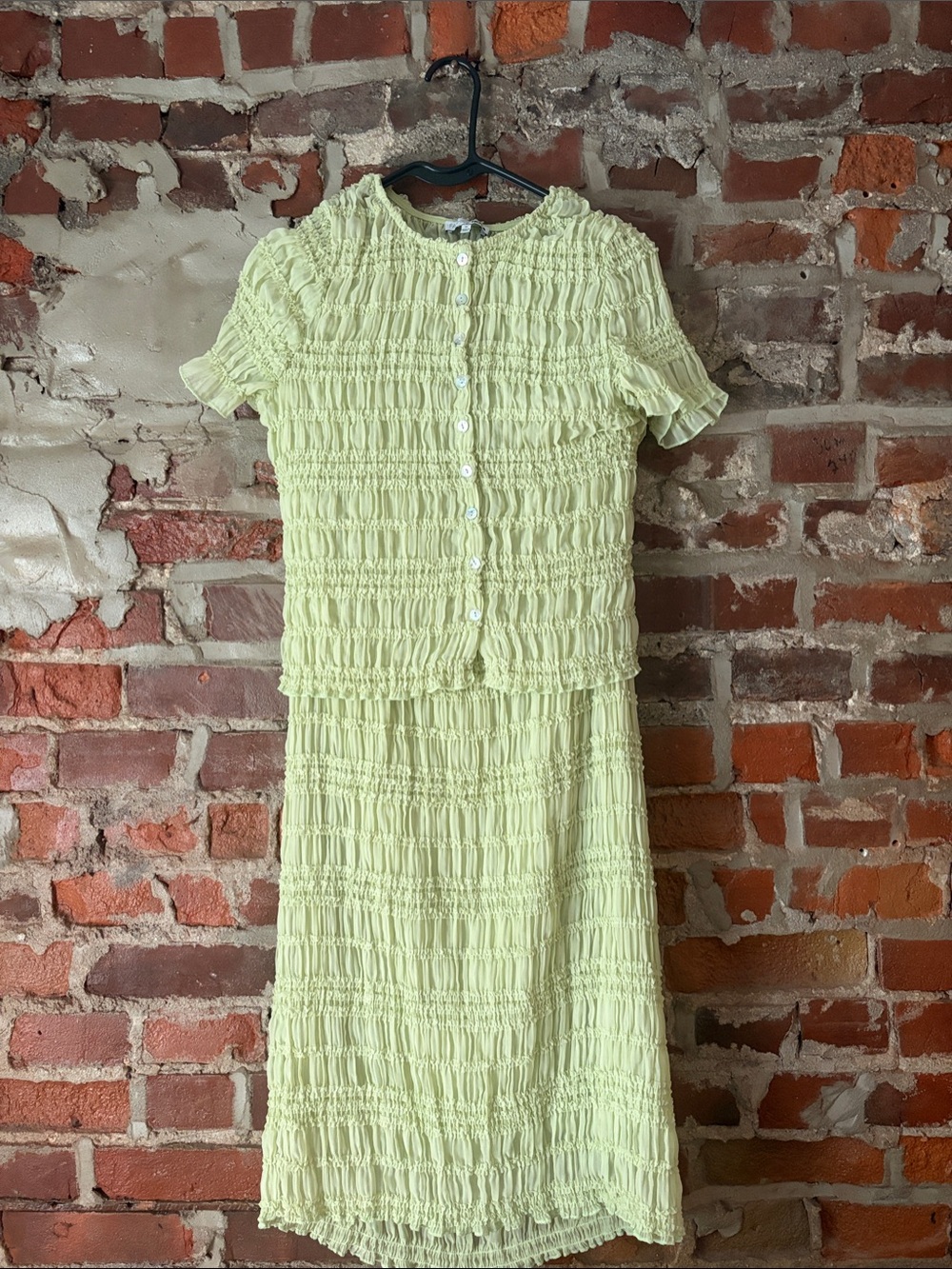 Fashion Nova Light Green Smocked Two-Piece Maxi Set